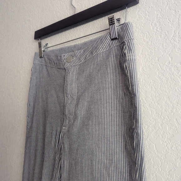 Free People Grey & White Pinstripe Pants - Picture 2 of 5